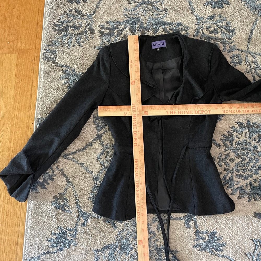 Vintage 90s Mikai by Jerry Shabo Black Ruffle Collar Blazer‎ Jacket Size 2 USA - Picture 6 of 6
